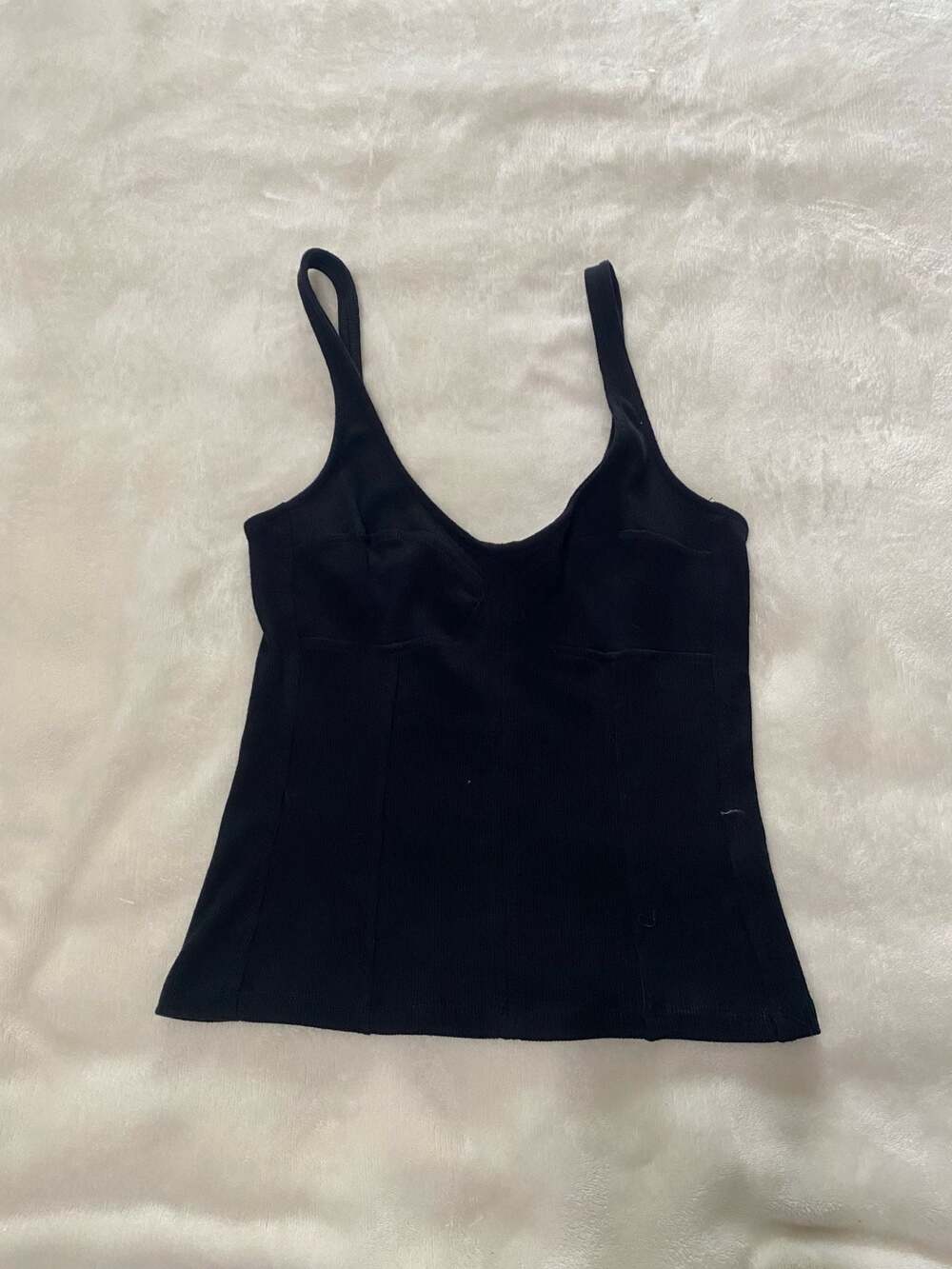 Universal Thread Women's Black Ribbed Corset-Style Tank Top